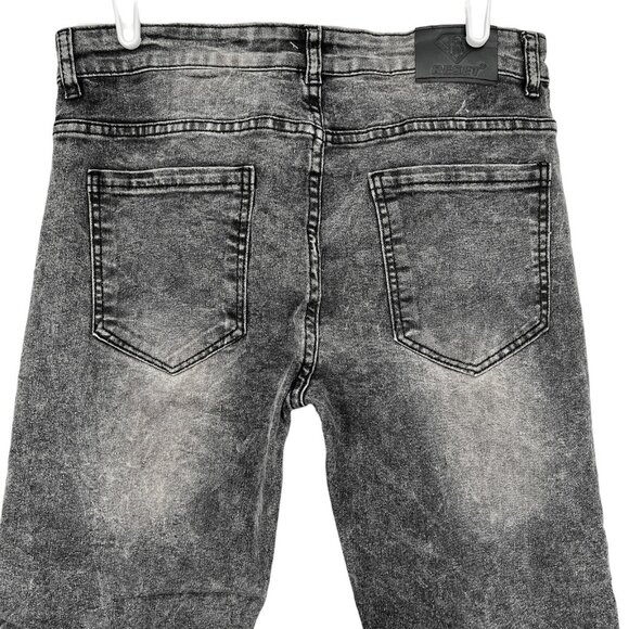 RESET Men's Splatter Skinny Mid Rise Stretch Grey Denim Jeans Size 30x30 - Picture 4 of 10